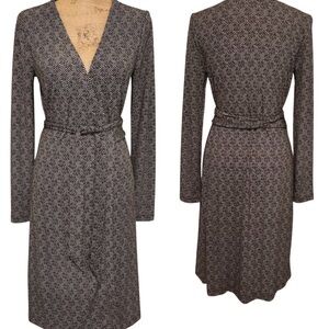 Ann Taylor Black and White Patterned wrap Dress size 4
